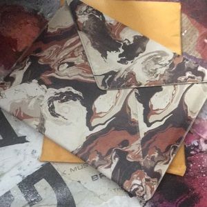 Grey, White and Orange Marble Flat Purse